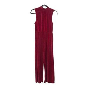 Velvet Torch Red Jumpsuit Mock Ribbed Velvet Sleeveless Size M